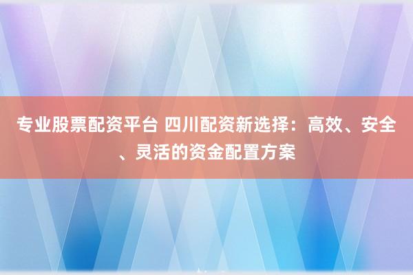 专业股票配资平台 四川配资新选择：高效、安全、灵活的资金配置方案