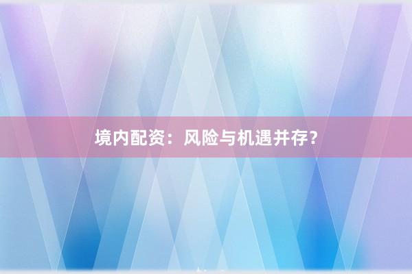 境内配资:风险与机遇并存?