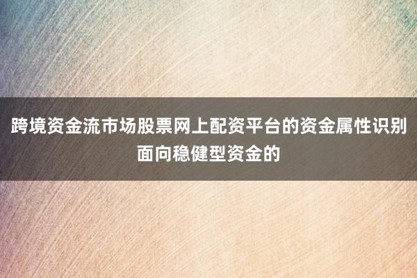 跨境资金流市场股票网上配资平台的资金属性识别面向稳健型资金的
