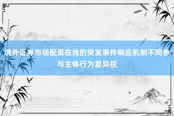 境外证券市场配资在线的突发事件响应机制不同参与主体行为差异视