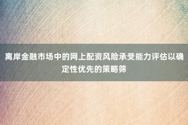 离岸金融市场中的网上配资风险承受能力评估以确定性优先的策略筛