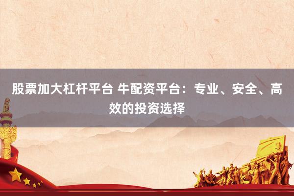 股票加大杠杆平台 牛配资平台：专业、安全、高效的投资选择