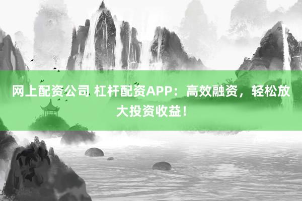 网上配资公司 杠杆配资APP：高效融资，轻松放大投资收益！
