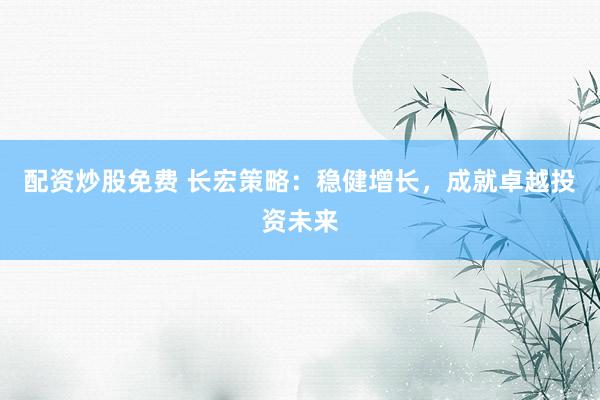 配资炒股免费 长宏策略：稳健增长，成就卓越投资未来