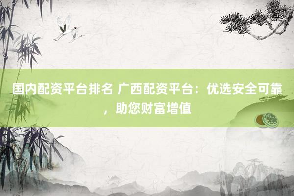 国内配资平台排名 广西配资平台：优选安全可靠，助您财富增值